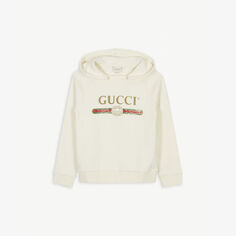 Хлопковая толстовка с потертым логотипом для 4–10 лет Gucci, белый
