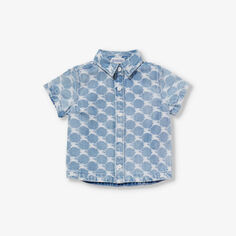 Джинсовая рубашка с графичным принтом Alan 12 месяцев-2 года Burberry, синий