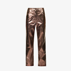 Прямые брюки из искусственной кожи со средней посадкой Amy Lynn, цвет mocha