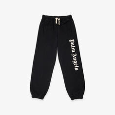 Спортивные брюки из хлопкового джерси с текстовым принтом и логотипом для 4–12 лет Palm Angels, черный