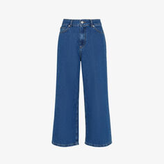 Укороченные джинсы из денима с широкой посадкой и средней посадкой Whistles, синий