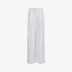 Широкие брюки со складками из смесового хлопка Leem, белый