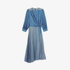 Платье-комбинезон из тканого материала с графичным принтом Sandro, цвет bleus