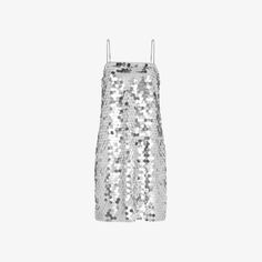 Мини-платье свободного кроя из переработанного полиэстера, украшенное пайетками Whistles, серебряный