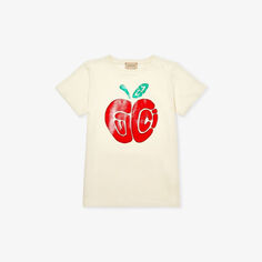 Футболка из хлопкового трикотажа с принтом «Яблоко» 4–12 лет Gucci, красный