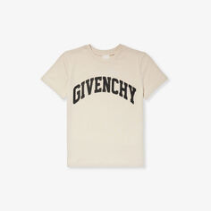 Футболка из хлопкового джерси с короткими рукавами и логотипом, 6–12 лет Givenchy, бежевый