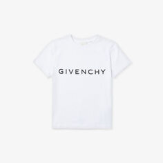 Футболка из хлопкового трикотажа с логотипом и короткими рукавами 4–12 лет Givenchy, белый