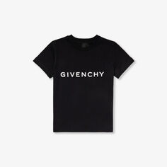 Футболка из хлопкового трикотажа с логотипом и короткими рукавами 4–12 лет Givenchy, черный