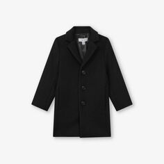 Пальто однобортное двубортное из смесовой шерсти 9-14 лет Reiss, черный