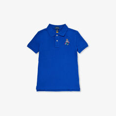 Хлопковая рубашка-поло с вышивкой Polo Bear для мальчиков Polo Ralph Lauren, цвет sapphire