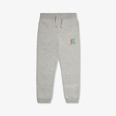 Спортивные брюки из смесового хлопка с текстовым принтом и логотипом для мальчиков Polo Ralph Lauren, серый