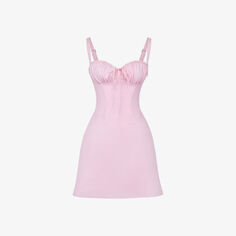 Платье мини Carlotta из эластичного хлопка с квадратным вырезом и приталенным лифом House Of Cb, розовый