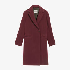 Хорошее однобортное шерстяное пальто средней длины Claudie Pierlot, цвет rouges