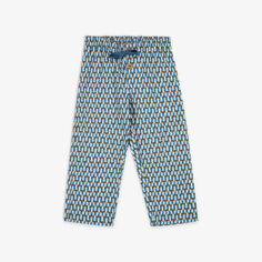 Хлопковые брюки с геометрическим принтом Ficus 3-12 лет Caramel, синий