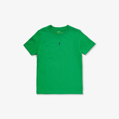 Футболка из хлопкового джерси с вышитым логотипом для мальчиков Polo Ralph Lauren, зеленый