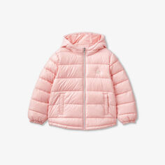 Утепленная куртка с вышитым логотипом для детей 6–14 лет Benetton, розовый