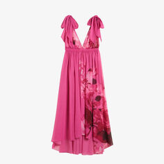 Aydrana тканое платье макси с цветочным принтом и завязками на плечах Ted Baker, розовый
