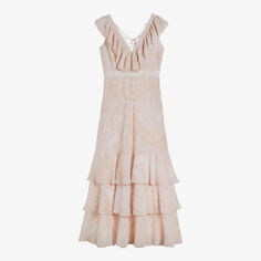 Тканое платье макси Sheriil с принтом пейсли и оборками Ted Baker, цвет lt-nude