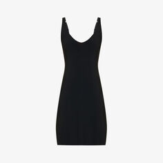 Мини-платье без рукавов из эластичной ткани с V-образным вырезом Wolford, черный