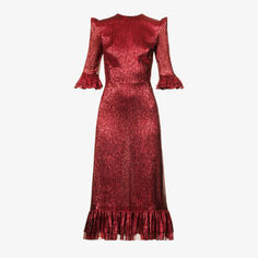 Платье миди Falconetti из смесового шелка с металлизированной нитью The Vampire&apos;S Wife, красный