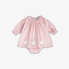 Хлопковое платье My First Duck с цветочным принтом 0–9 месяцев Trotters, розовый