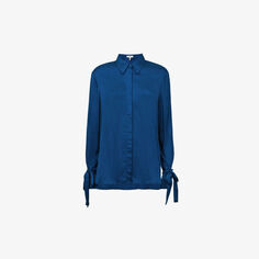 Блуза из эластичного атласа Gabrielle с завязками на манжетах Reiss, синий