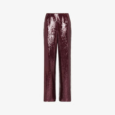 Широкие брюки Sandra с высокой посадкой, расшитые пайетками, из эластичного переработанного полиэстера Whistles, бордовый