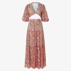Тканое платье макси Sienna с вырезами By Malina, цвет peony