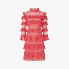 Тканое платье мини Carmine с оборками By Malina, цвет coral