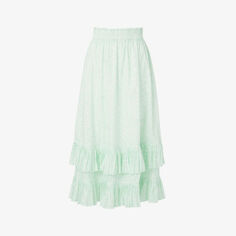 Хлопковая юбка миди Jane с оборками By Malina, цвет floral mist mint