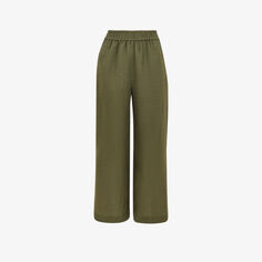 Укороченные льняные брюки со средней посадкой и широкими штанинами Whistles, зеленый