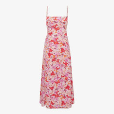 Тканое платье миди Bonnie с цветочным принтом Reiss, розовый