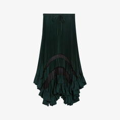Плиссированная юбка миди Selode с асимметричным подолом Claudie Pierlot, цвет verts
