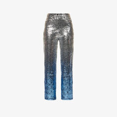 Прямые брюки из тканого материала со средней посадкой и принтом Dua Ombré, украшенные пайетками Amy Lynn, серебряный