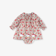 Хлопковое платье My First Duck с цветочным принтом 0–9 месяцев Trotters, красный