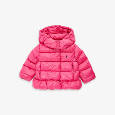 Стеганая куртка-пуховик с капюшоном и вышитым логотипом 9-24 мес Polo Ralph Lauren, розовый