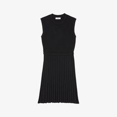 Платье мини без рукавов эластичной вязки с логотипом Sandro, цвет noir / gris