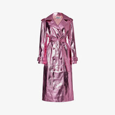 Двубортное пальто из искусственной кожи металлик Amy Lynn, розовый