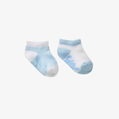 Комплект из двух детских носков из смесового хлопка стрейч с логотипом для детей 0–12 месяцев Benetton, синий