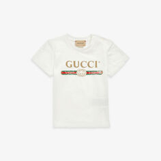 Хлопковая футболка с логотипом Vintage 3–36 месяцев Gucci, белый