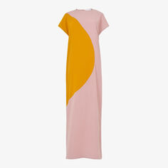 Тканое платье макси с контрастной вставкой и круглым вырезом Leem, цвет blush comb