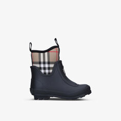 Резиновые резиновые сапоги Mini Flinton в клетку 4-9 лет Burberry, черный