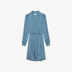 Атласное мини-платье мини с запахом и вырезом Remember Zadig&amp;Voltaire, цвет bluestone