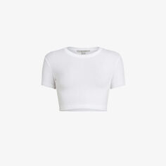 Укороченная футболка узкого кроя Tina из эластичной ткани Allsaints, белый