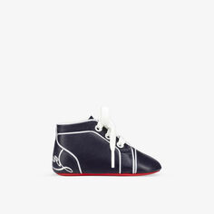Кожаные высокие туфли для кроватки Baby Funnyto с логотипом 0–12 месяцев Christian Louboutin, темно-синий