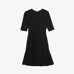 Расклешенное мини-платье эластичной вязки Josafee с короткими рукавами Ted Baker, черный