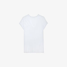 Хлопковая футболка Story с V-образным вырезом в сетку Zadig&amp;Voltaire, цвет blanc