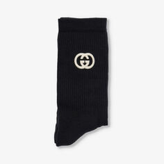 Носки из смесового хлопка с вышитым логотипом Gucci, черный