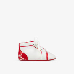 Кожаные высокие туфли для кроватки Baby Funnytopi с логотипом 6–12 месяцев Christian Louboutin, цвет bianco