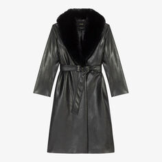 Пальто из искусственной кожи Galaxyta с отделкой из искусственного меха Maje, цвет noir / gris
